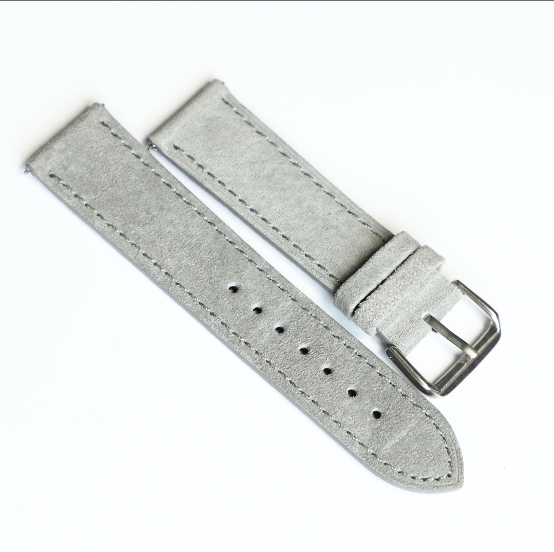 Suede Luxe Watch Strap In Storm Grey