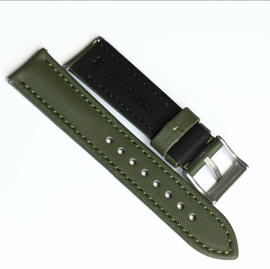 AeroSail Sail Cloth Watch Strap In Khaki Green
